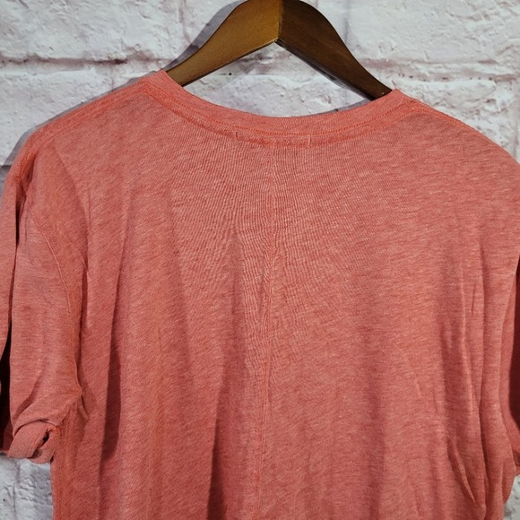 Free People We The Free Heathered Coral Raw Hem Basic Tee - Picture 8 of 11